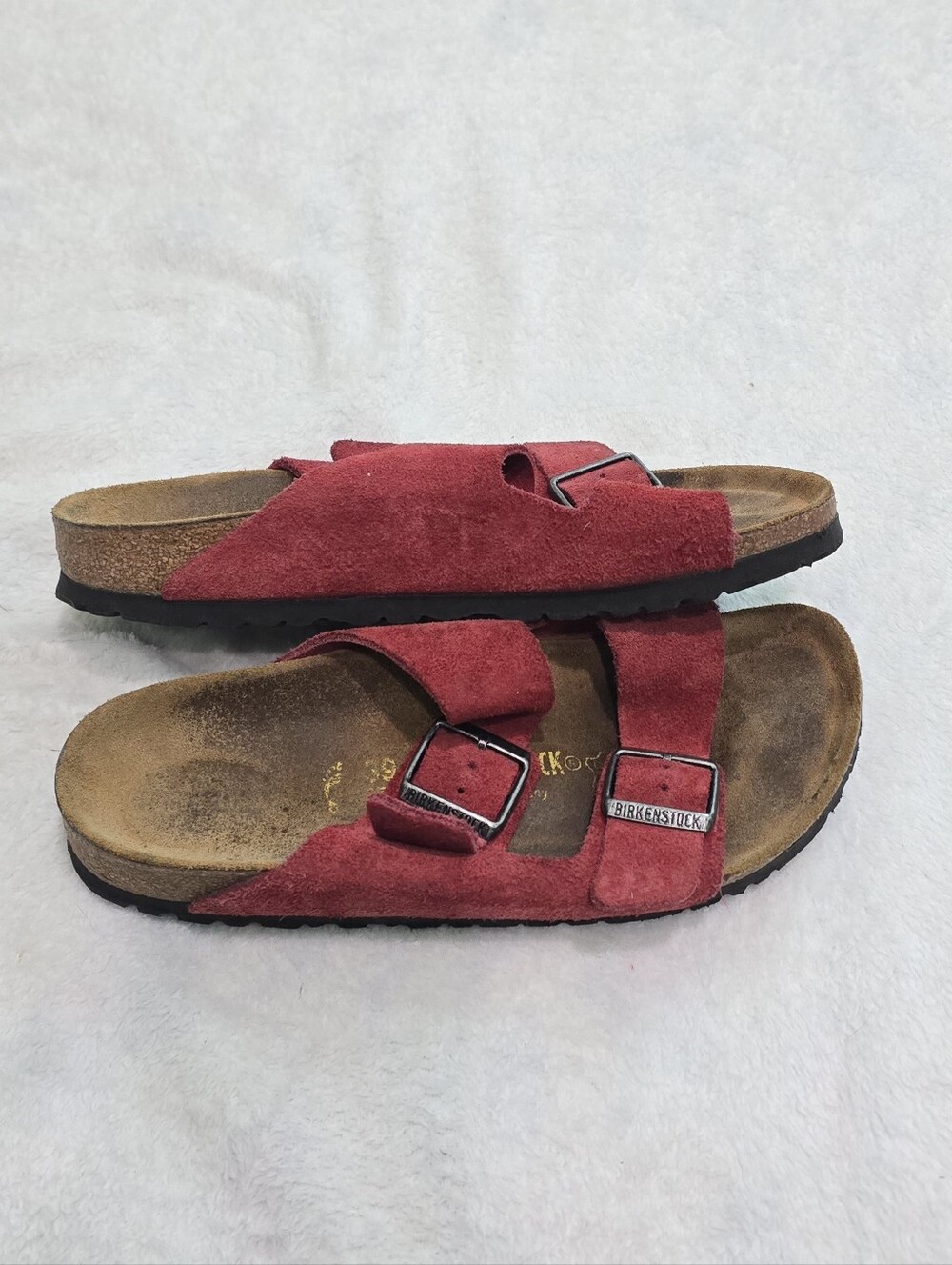 Women's Birkenstock Sandals Arizona Soft Footbed Res Suede Leather Shoes Size 8 - Picture 3 of 6